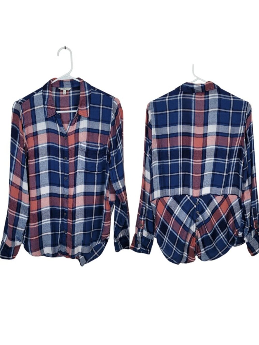 Lucky Brand Women's Sz Medium Plaid Button Up Shirt Casual Grunge Everyday Wear